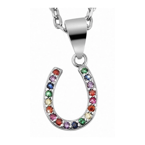 Bild von Adelia´s Kettenanhänger Damen Anhänger Hufeisen aus 925 Silber mit Zirkonia