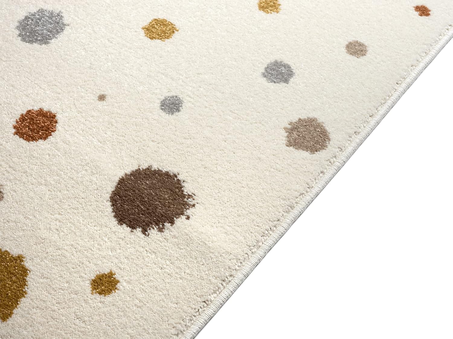 Bild von the carpet Beat Kids Moderner Weicher Kinderteppich, Weicher Flor, Pflegeleicht, Farbecht, Regenbogen Muster, Creme, 160 cm Rund