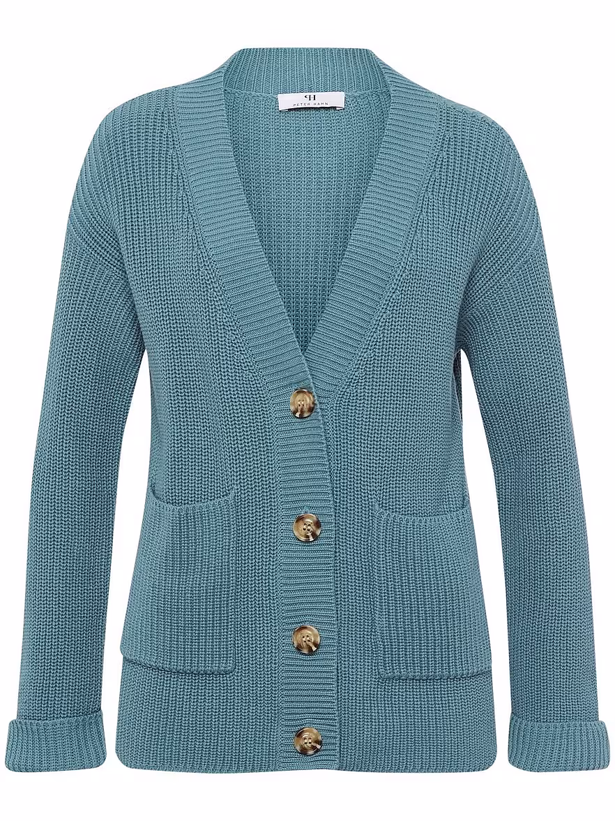 Bild von Peter Hahn - Strickjacke mit V-Ausschnitt, grün, Gr. 40 / M - Baumwolle