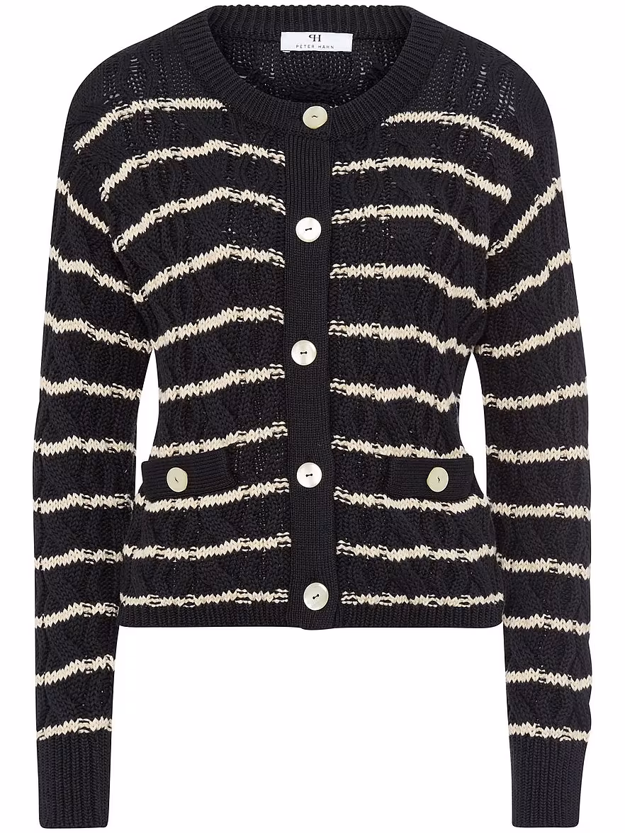 Bild von Peter Hahn - Strickjacke mit Rundhals-Ausschnitt, mehrfarbig, Gr. 44 / L - Baumwolle