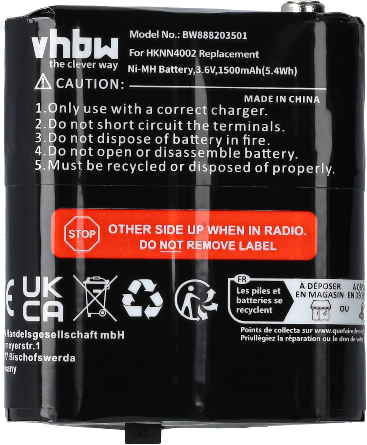Bild von vhbw Akku kompatibel mit Motorola Talkabout T5800, T5820, T5900, T5920, T5725, T5950 Funkgerät, Walkie Talkie (1500mAh, 3,6V, NiMH)