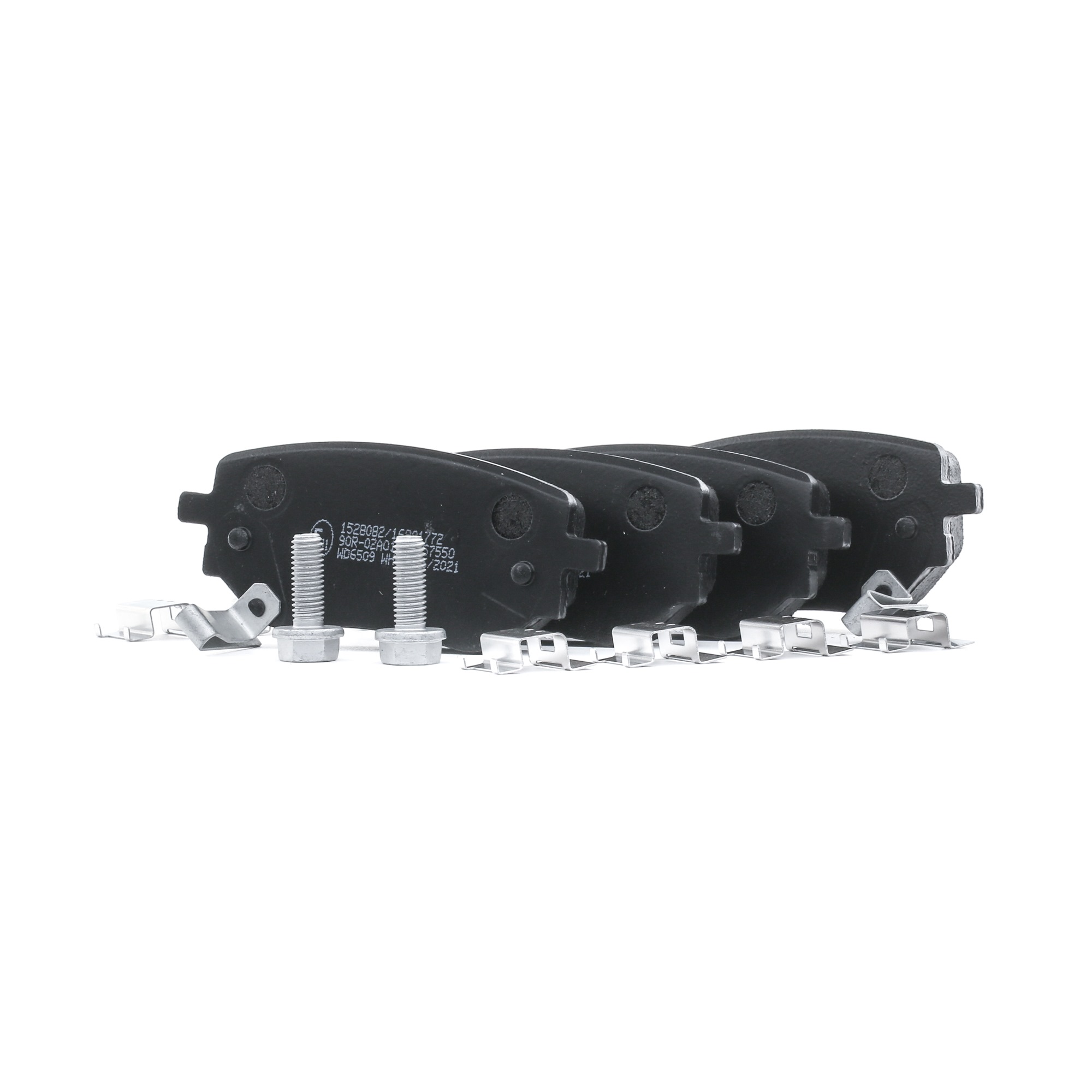 Bild von RIDEX 402B1583 Bremsbelagsatz Hinterachse mit akustischer Verschleißwarnung mit Bremssattelschrauben, mit Anti-Quietsch-Blech mit Zubehör