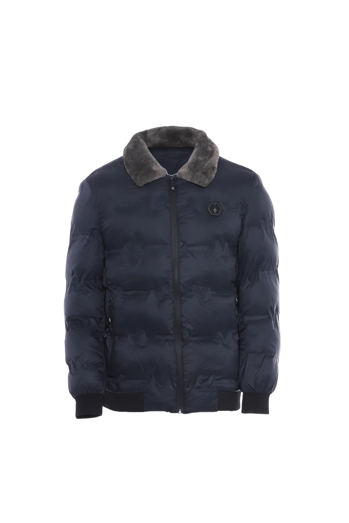 Bild von MOZZAAR Steppjacke Mit Kunstfellkragen für Herren - 3XL