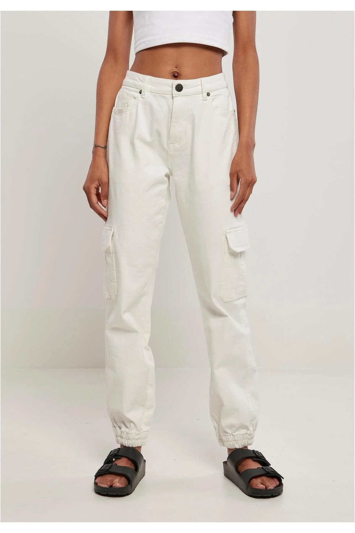 Bild von URBAN CLASSICS Funktionshose Ladies Organic Stretch Denim Cargo Pants Frauen Cargo-Hose
