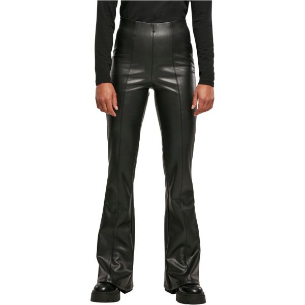 Bild von Urban Classics Ladies - Flared Kunstleder Hose schwarz