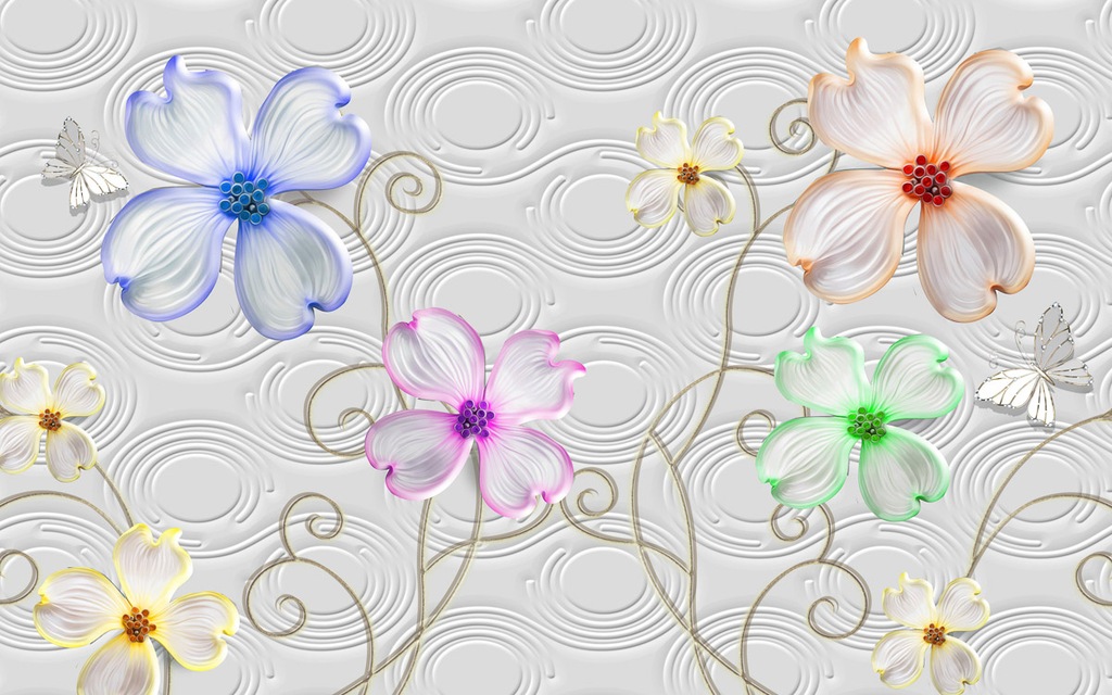 Bild von Papermoon Fototapete "Muster mit Blumen"