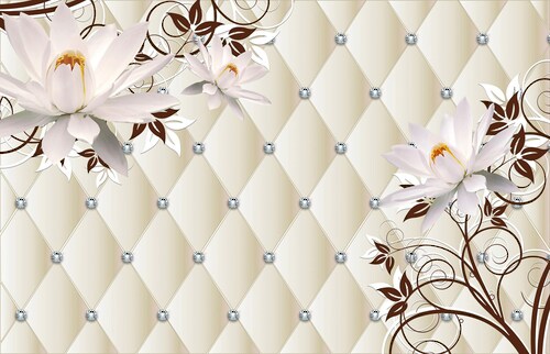 Bild von Papermoon Fototapete »Muster mit Blumen«