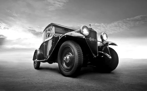 Bild von Papermoon Fototapete "Oldtimer Schwarz Weiß"