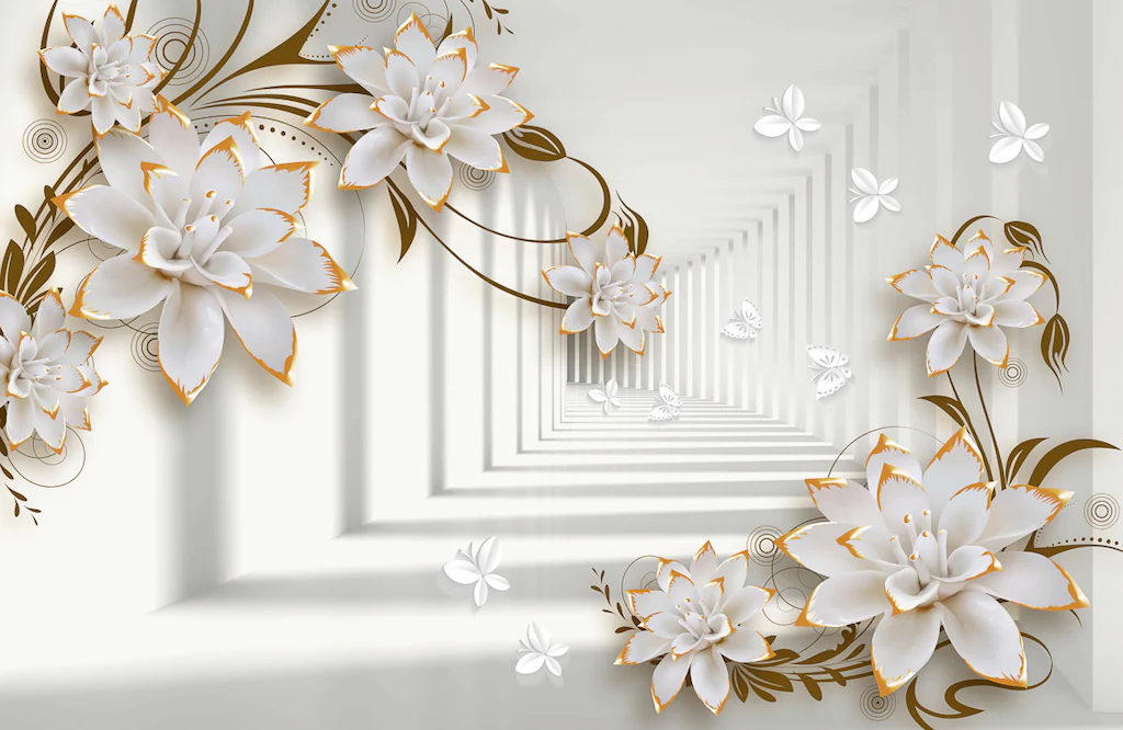 Bild von Papermoon Fototapete "Muster mit Blumen"