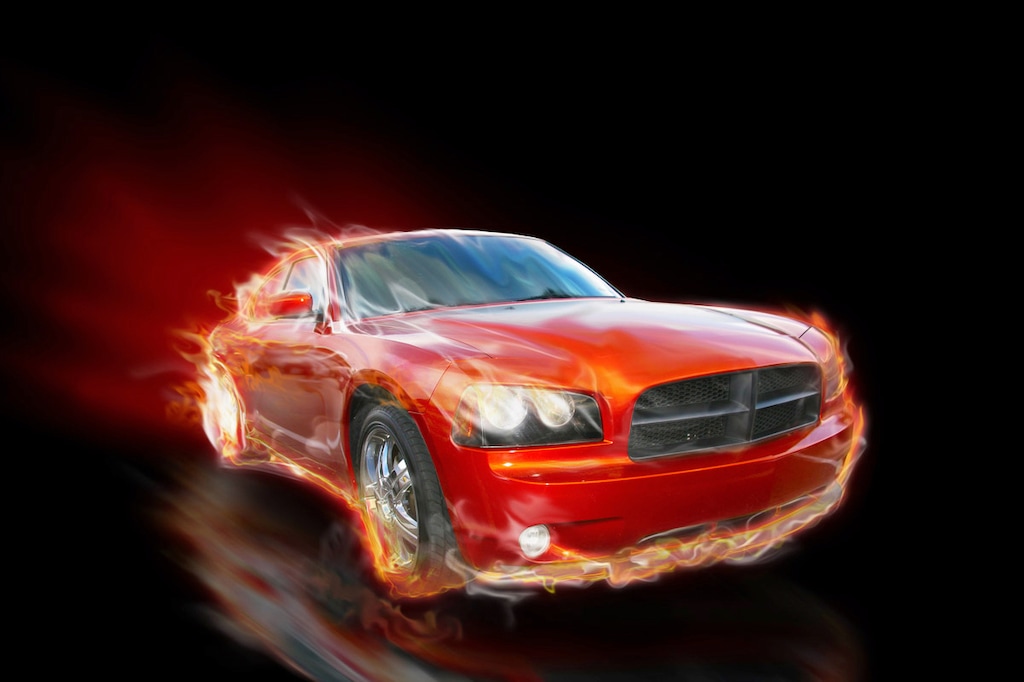 Bild von Papermoon Fototapete "Brennendes Auto"