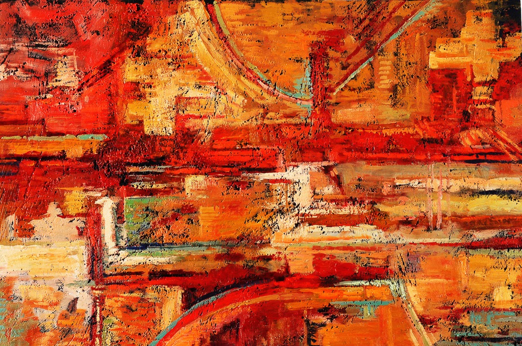 Bild von Papermoon Fototapete "Abstrakt Gemälde rot"