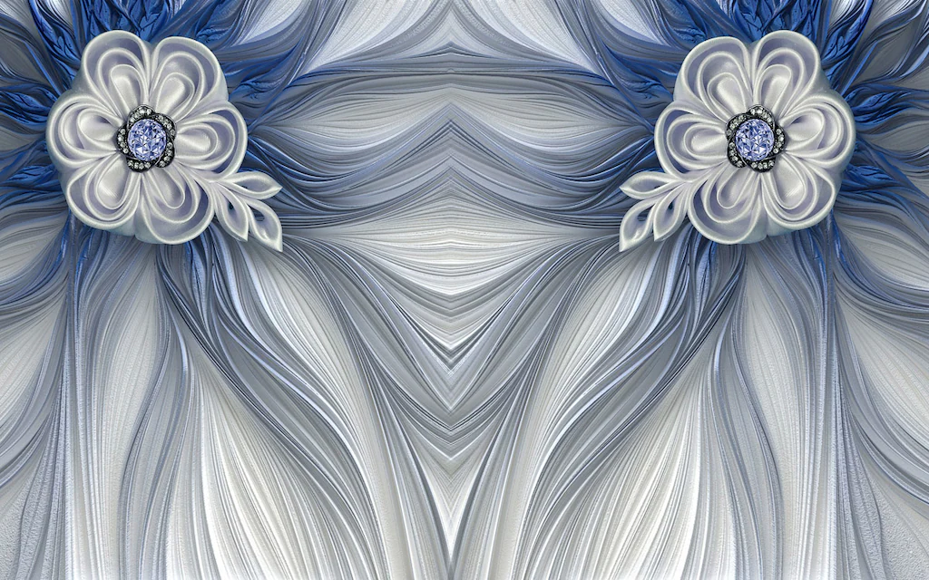 Bild von Papermoon Fototapete "Muster mit Blumen blau"
