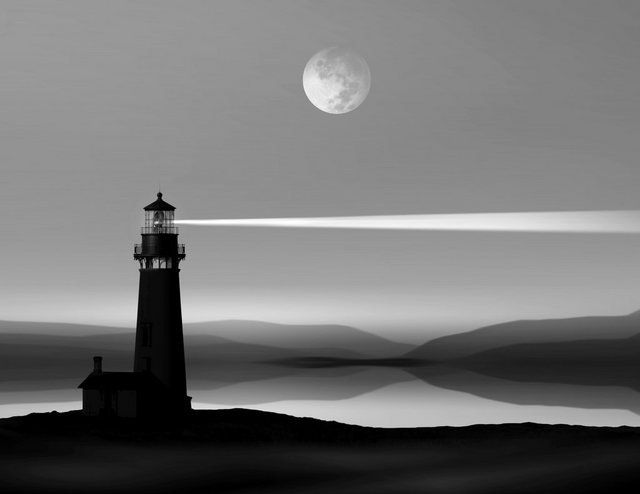 Bild von Papermoon Fototapete "Leuchtturm Schwarz & Weiß"