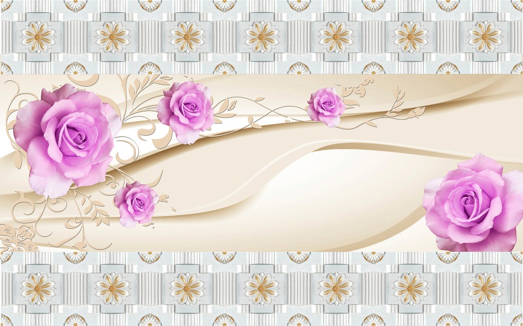 Bild von Papermoon Fototapete "Muster mit Blumen"