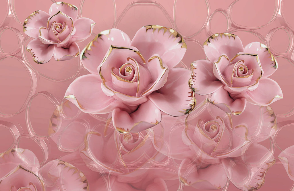 Bild von Papermoon Fototapete "Muster mit Blumen"
