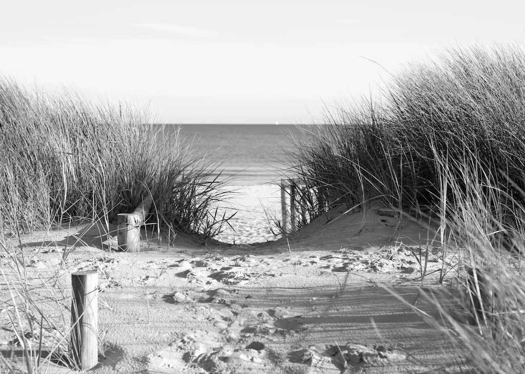 Bild von Papermoon Fototapete "Strand Schwarz & Weiß"