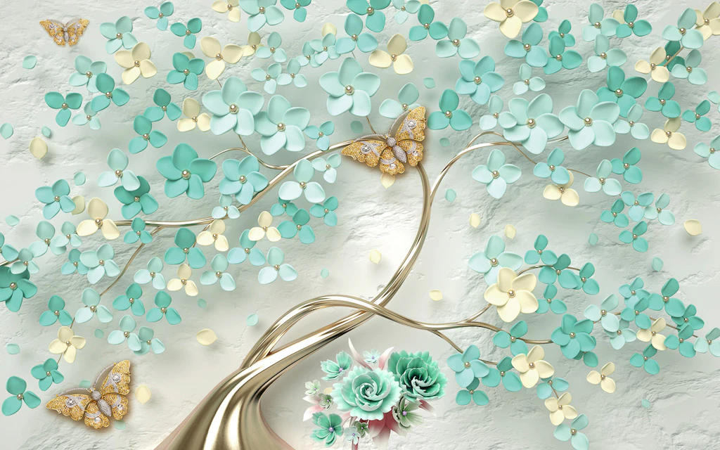 Bild von Papermoon Fototapete "Muster mit Blumen"