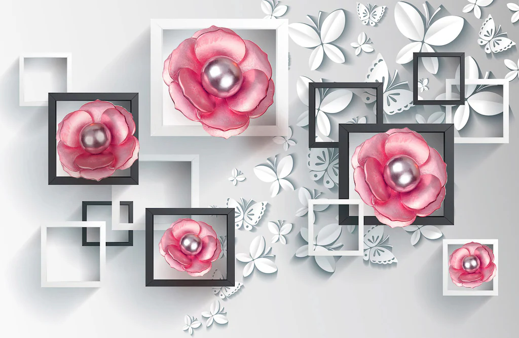 Bild von Papermoon Fototapete "Muster mit Blumen"