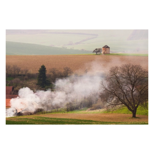 Bild von Papermoon Fototapete VLIES-Tapete Premium "Feld mit Rauch"
