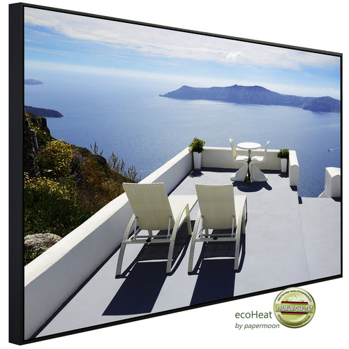 Bild von papermoon Infrarotheizung »EcoHeat - Terrasse Meerblick auf Santorin«, Matt-Effekt - bunt