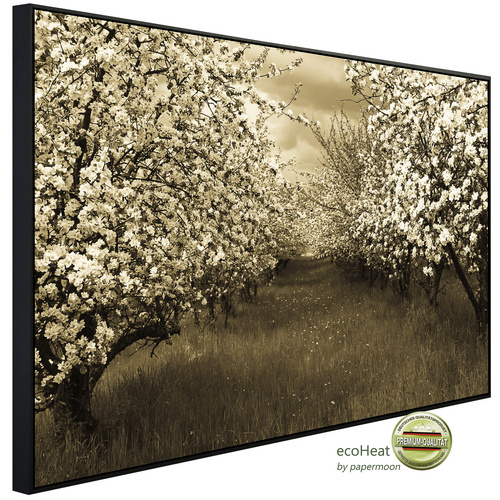 Bild von papermoon Infrarotheizung »EcoHeat - Sepia Frühlingsobstgarten«, Matt-Effekt - bunt