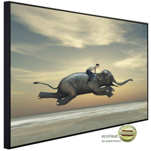 Bild von papermoon Infrarotheizung »EcoHeat - Mann auf Elefant«, Matt-Effekt - bunt