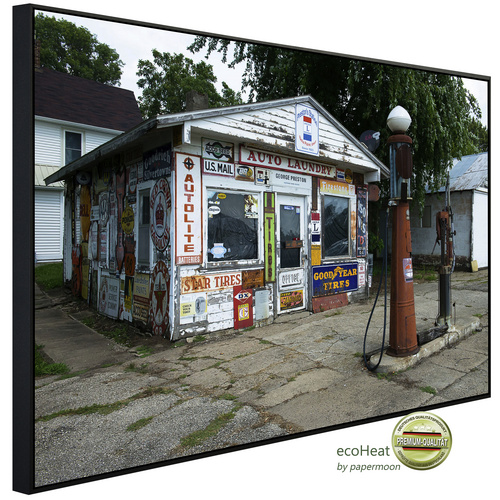 Bild von papermoon Infrarotheizung »EcoHeat - Alte Vintage Retro Tankstelle«, Matt-Effekt - bunt