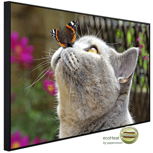 Bild von papermoon Infrarotheizung »EcoHeat - Schmetterling und Katze«, Matt-Effekt - bunt
