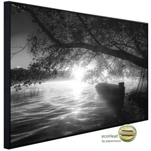 Bild von papermoon Infrarotheizung »EcoHeat - Boot im Wasser Schwarz + Weiss«, Matt-Effekt - bunt