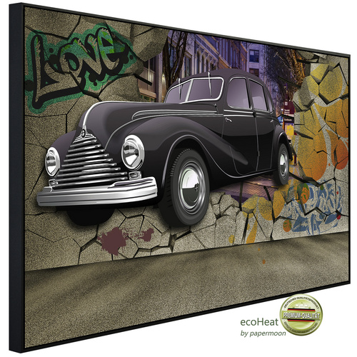 Bild von papermoon Infrarotheizung »EcoHeat - Auto durch Mauer«, Matt-Effekt - bunt