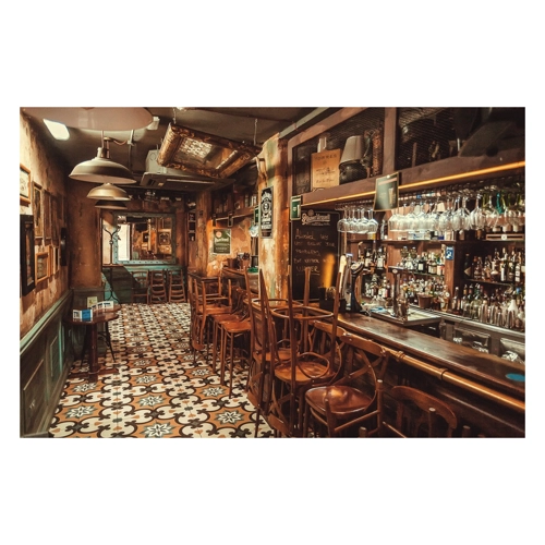 Bild von Papermoon Fototapete "RETRO PUB-BAR BISTRO RESTAURANT VINTAGE DEKORATION XXL"