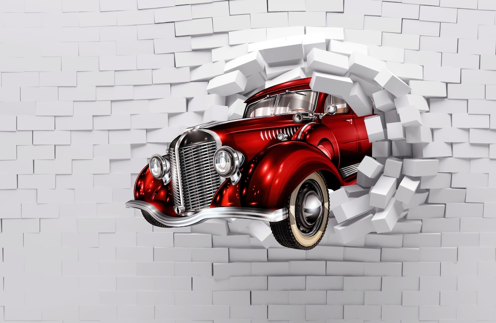 Bild von Papermoon Fototapete "3D ABSTRAKT DESIGN-VINTAGE OLDTIMER WANDDEKO XXL"