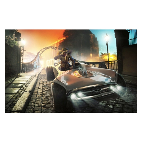Bild von Papermoon Fototapete »RETRO AUTO-ALTSTADT FANTASIE VINTAGE SPORT RACING XXL«