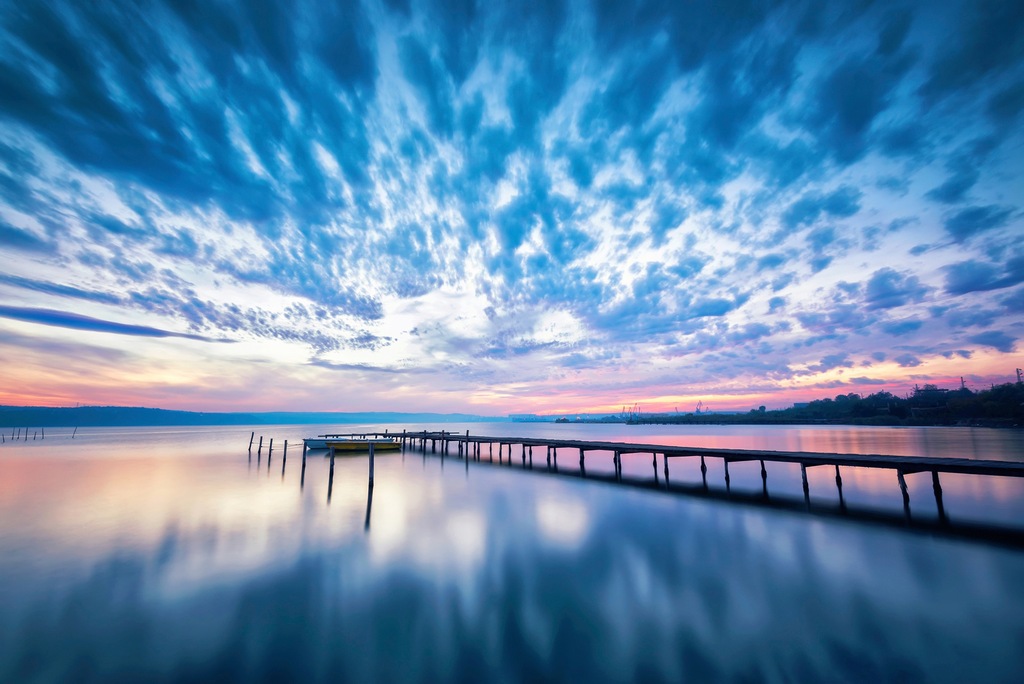 Bild von Papermoon Fototapete "HOLZ-BRÜCKE-PIER STEG MEER OZEAN SEE STRAND SONNE DORF"