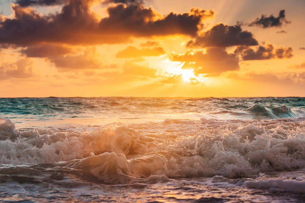 Bild von Papermoon Fototapete "WELLEN-STRAND MEER SEE SONNE WOLKEN BEACH LANDSCHAFT"
