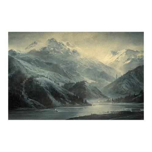 Bild von Papermoon Fototapete »BERGE-NATUR LANDSCHAFT WALD SEE GEBIRGE VINTAGE TAPETE«