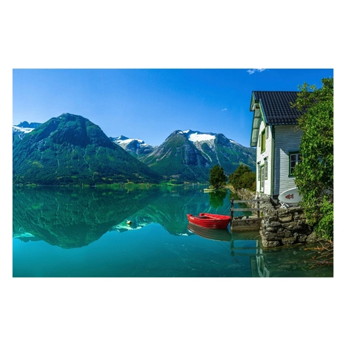 Bild von Papermoon Fototapete "Photo-Art CHRISTER OLSEN, HAUS AM GLETSCHERSEE"