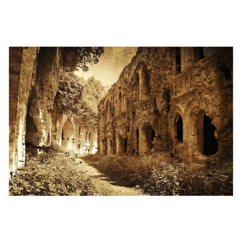 Bild von Papermoon Fototapete "RUINEN-SCHLOSS MAUER ALT VINTAGE KÜNSTLICH BURG RETRO"