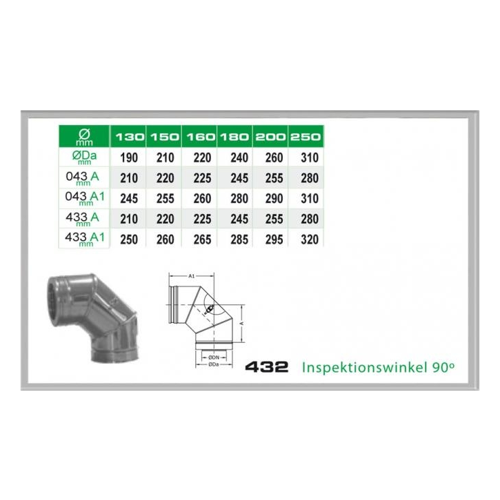 Bild von Winkel 90° mit Reinigungsöffnung für Schornsteinsets 130mm DW6 von KaminStore24