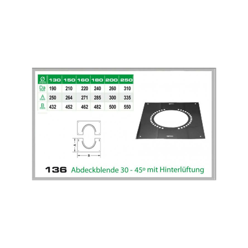 Bild von 136/DN250 DW Abdeckblende 30-45° mit Hinterlüftung von KaminStore24