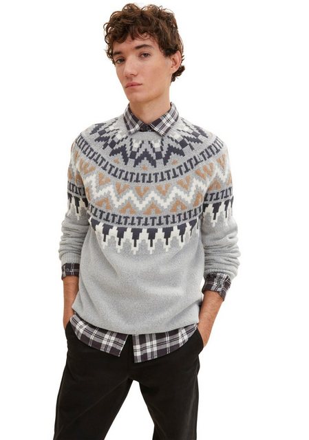 Bild von TOM TAILOR Denim Herren Winterpullover 1033758, 30894 - Grey Based Jacquard Pattern, S
