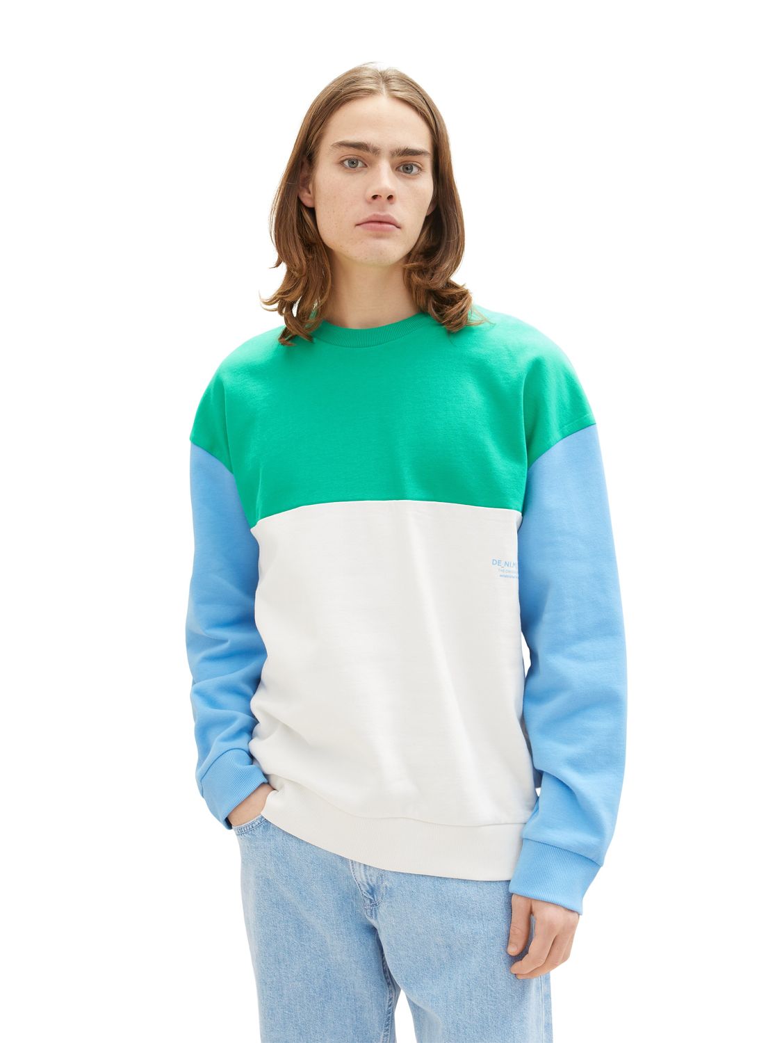 Bild von Tom Tailor Denim Herren Rundhals Sweatshirt COLORBLOCK - Relaxed Fit