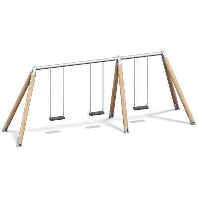Bild von Playparc Dreifachschaukel "Holz/Metall", Aufhängehöhe 245 cm