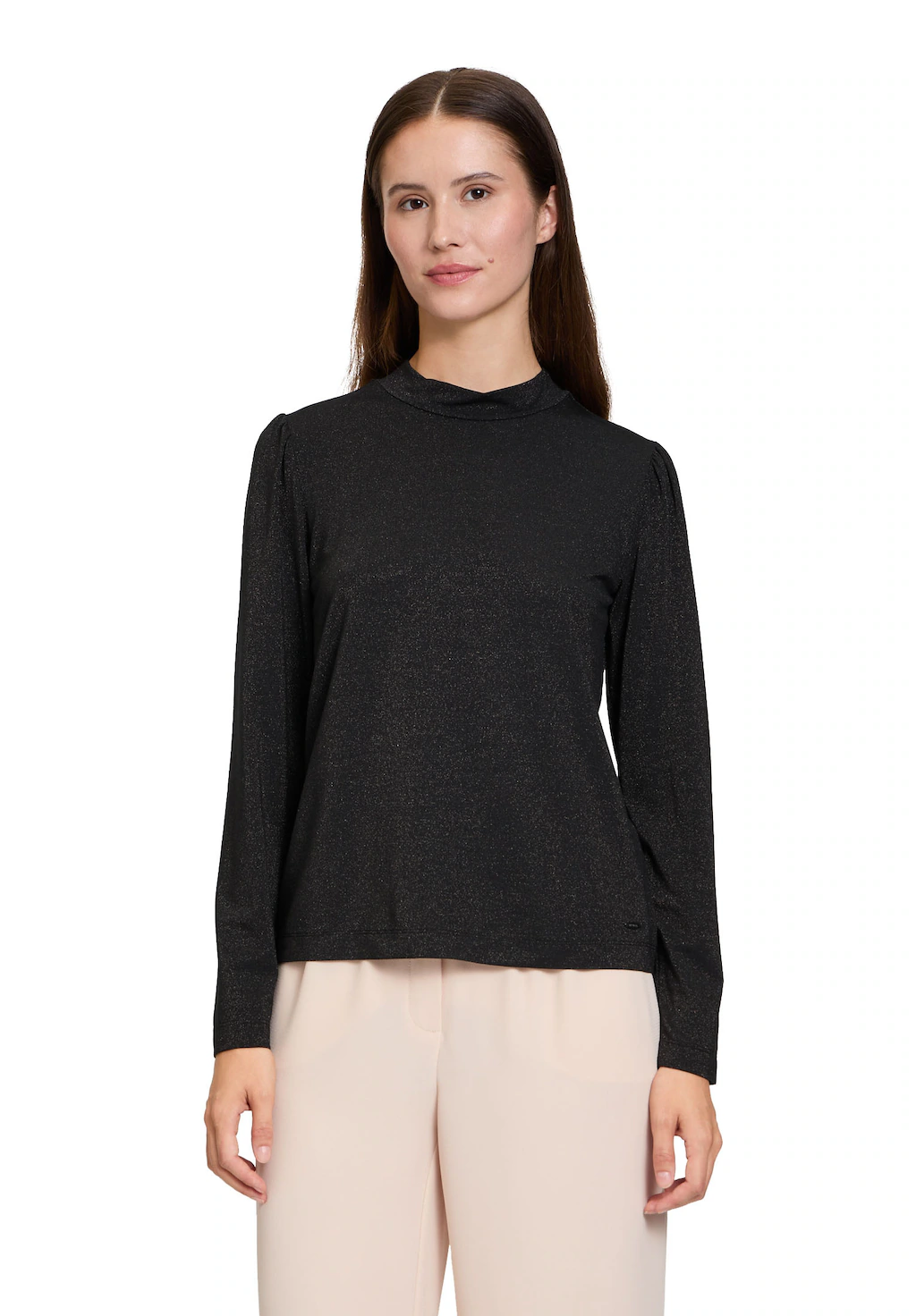 Bild von Betty&Co Kurzarmshirt Betty & Co Rollkragenshirt mit Lurexfaden (1-tlg) Glitzer