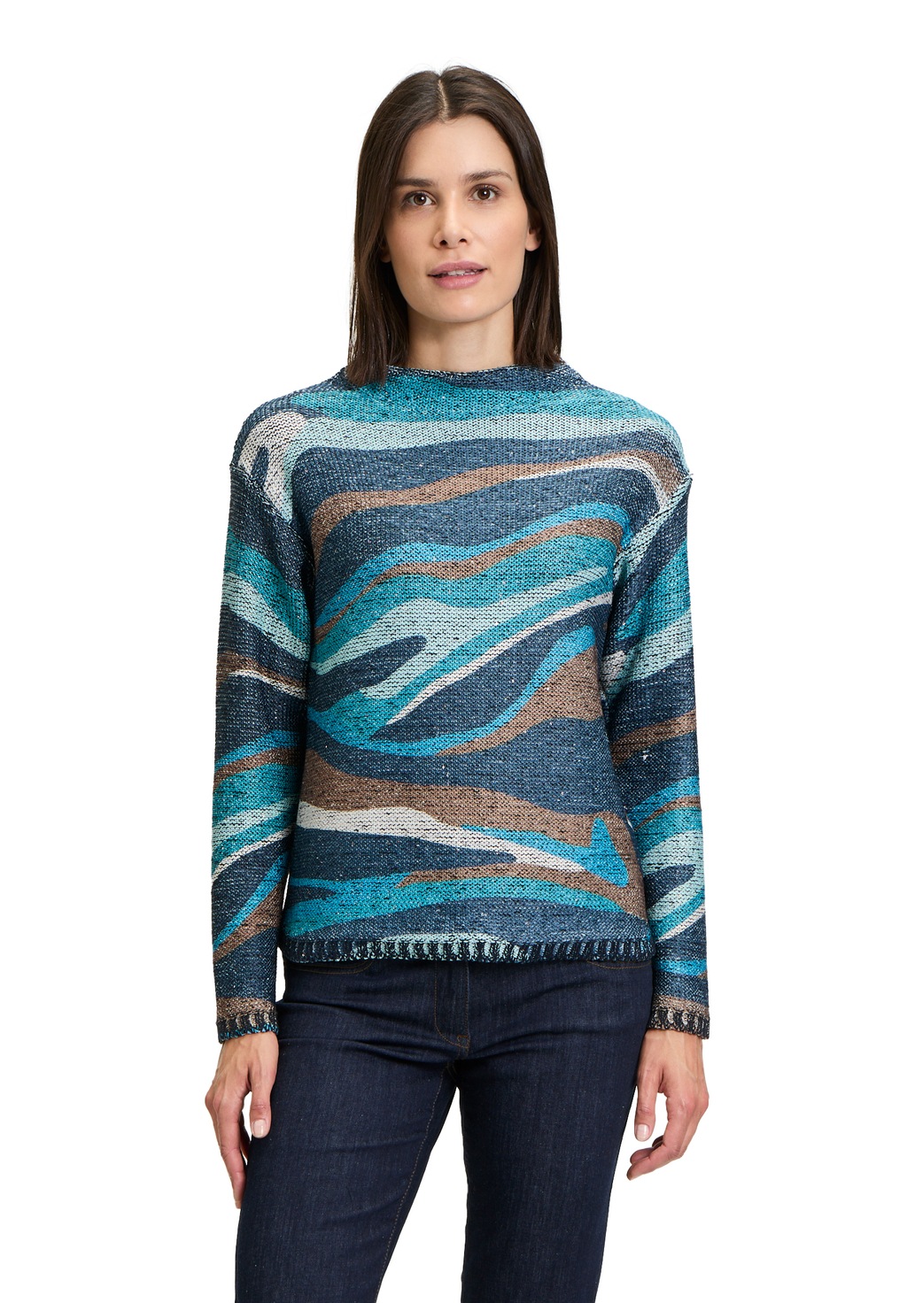 Bild von Betty Barclay Strickpullover "Betty Barclay Grobstrick-Pullover mit Print", Pailletten