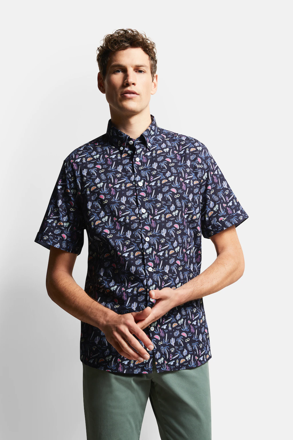 Bild von Kurzarmhemd mit sommerlichen Prints in marine