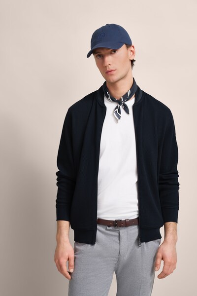 Bild von Sweatjacke mit Collegekragen in marine