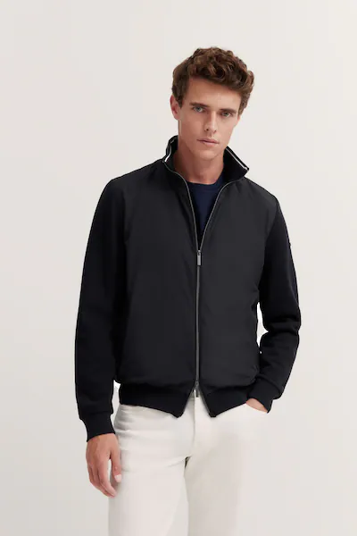 Bild von Sweatshirt mit Reißverschluss und Stehkragen in marine