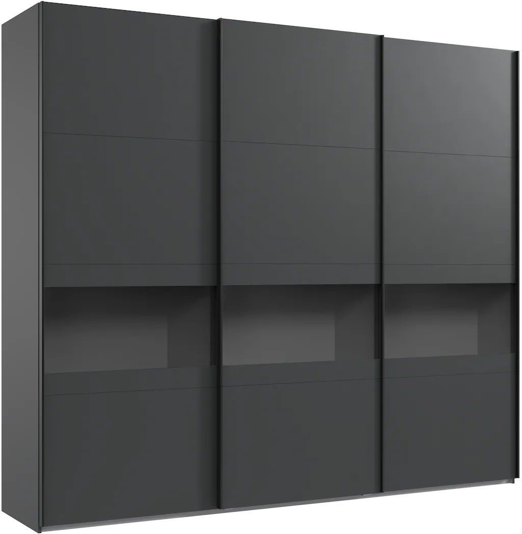 Bild von Wimex Schwebetürenschrank "Easy Plus, Kleiderschrank Made in Germany", mit Glaseinsatz/ Rauchglas, viele Breiten zur Auswahl, schwarze Griffe
