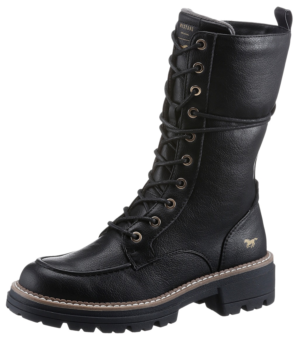 Bild von Mustang Shoes Schnürstiefelette, Reißverschluss-Boots, Schnürboots, Kurz-Stiefel mit Blockabsatz